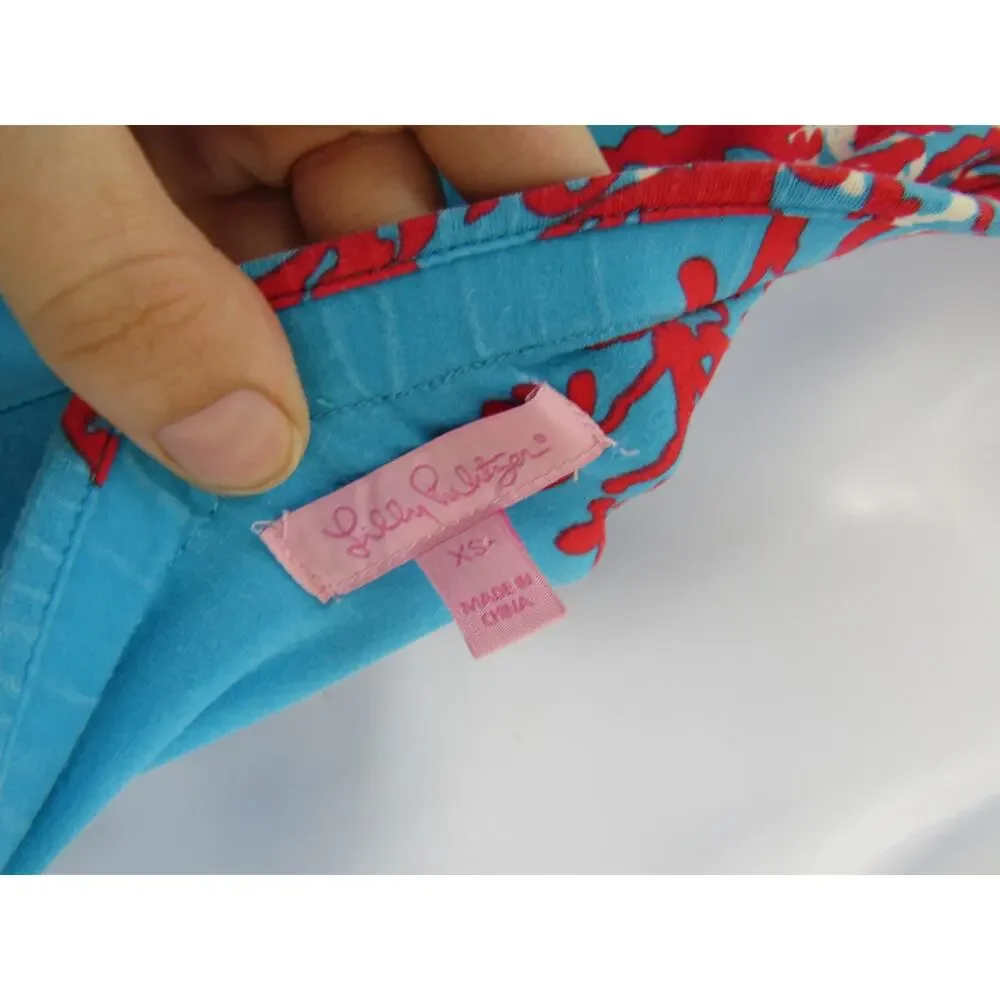 Lilly Pulitzer Jules Strapless Maxi Dress Turquoise Coral Cascade Womens XS - Picture 4 of 5